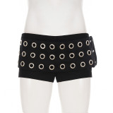 Cockpit hollowed out one line strapless top and shorts two-piece set