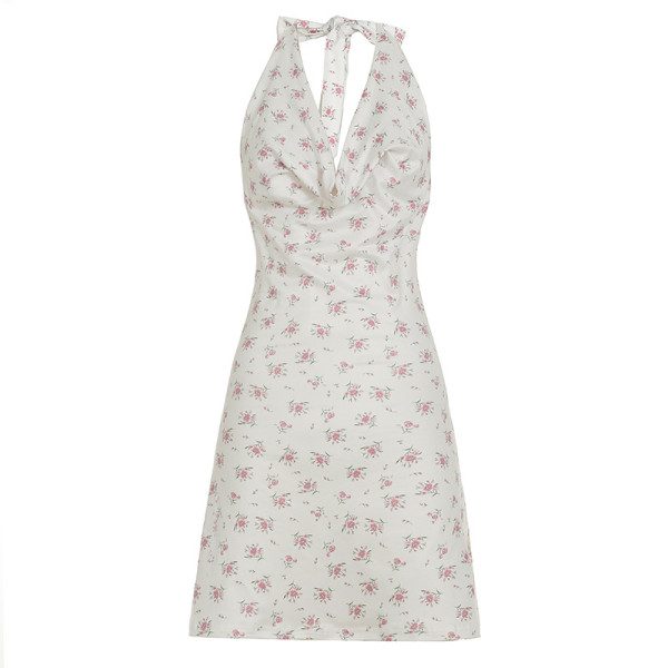 Bright face swing collar sleeveless hanging neck, exposed backpack hip skirt