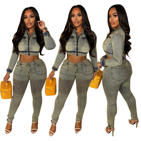 High waisted and high elasticity hip lifting pants set