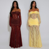 Lace long sleeved backless jumpsuit