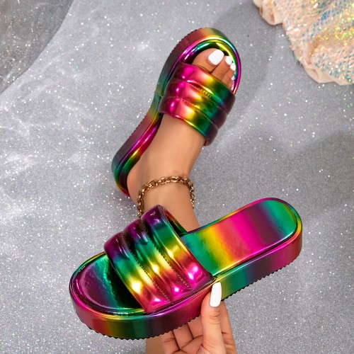 Rainbow gradient comfortable thick soled sandals