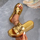 Golden thick soled sandals