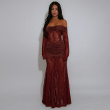 Lace long sleeved backless jumpsuit