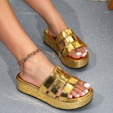 Golden thick soled sandals