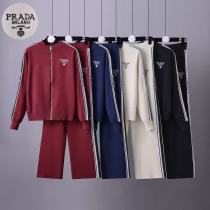 Sportswear Knitted Jacket Sweatshirt Straight Leg Pants Set