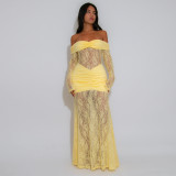 Lace long sleeved backless jumpsuit