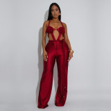 Chest hugging and backless strap jumpsuit