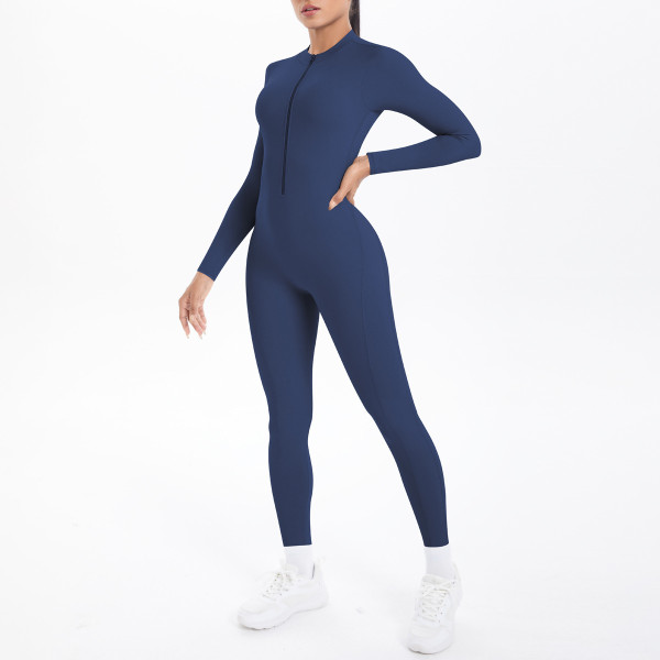 Zipper jumpsuit with hollowed out sports bodysuit NS949070234339