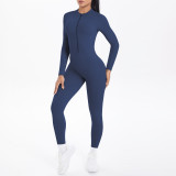 Zipper jumpsuit with hollowed out sports bodysuit NS949070234339