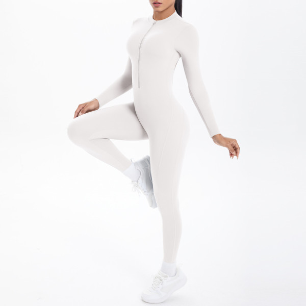 Zipper jumpsuit with hollowed out sports bodysuit NS949070234339