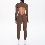 Zipper jumpsuit with hollowed out sports bodysuit NS949070234339
