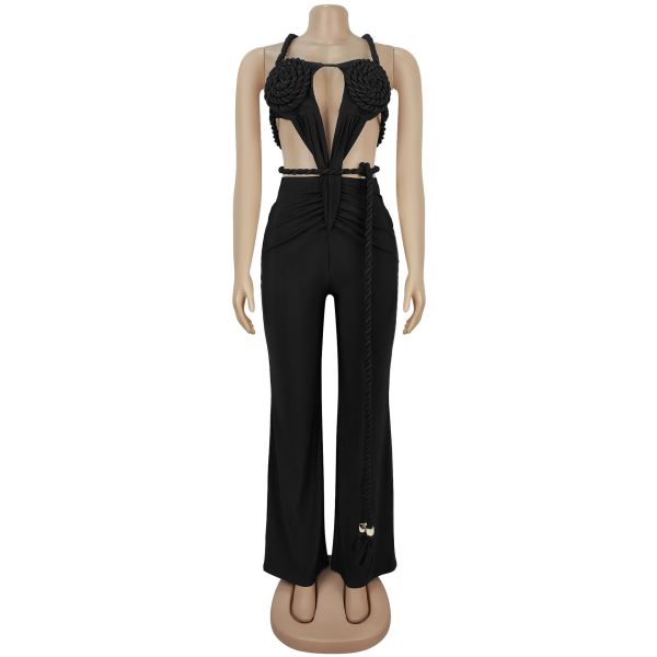 Chest hugging and backless strap jumpsuit