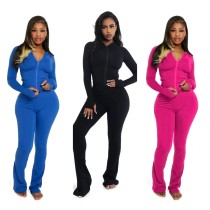 Hooded cardigan two-piece set