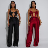 Chest hugging and backless strap jumpsuit