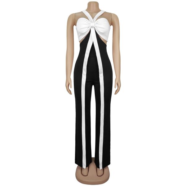 Shoulder strap strapless wide leg jumpsuit