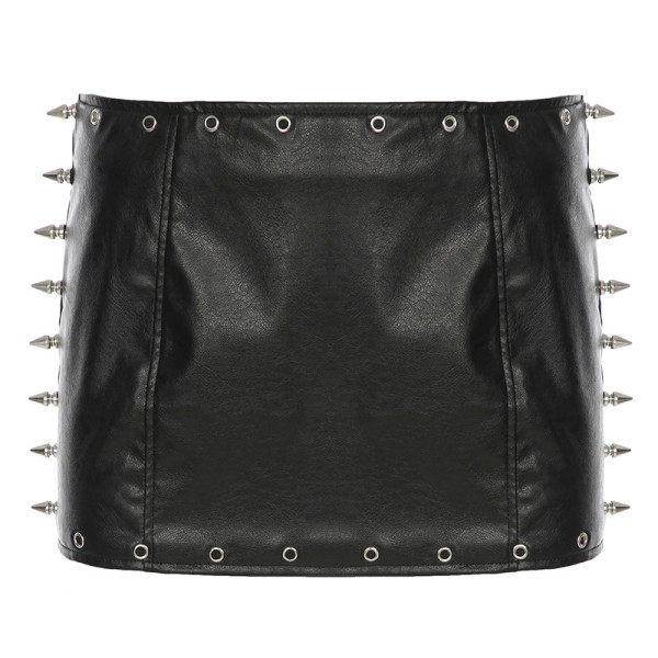 Riveted leather skirt short skirt PU leather half skirt