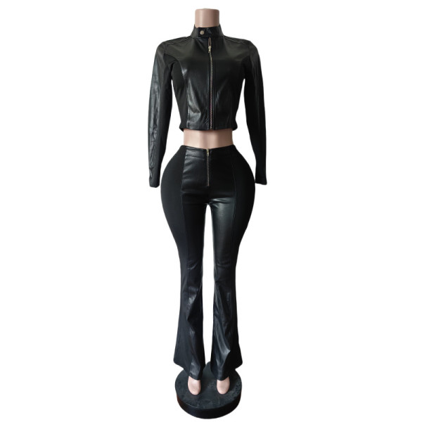 Long sleeved PU long pants elastic suit