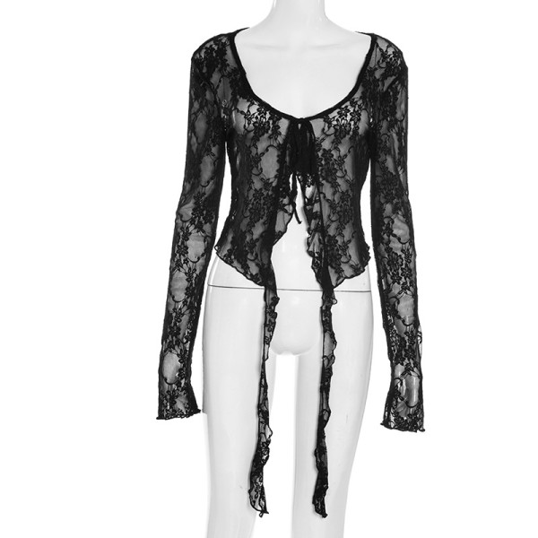 Long sleeved cardigan lace top
