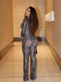 Mesh printed elastic pants set