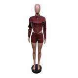 PU long sleeved shorts elastic set