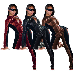 Long sleeved PU long pants elastic suit