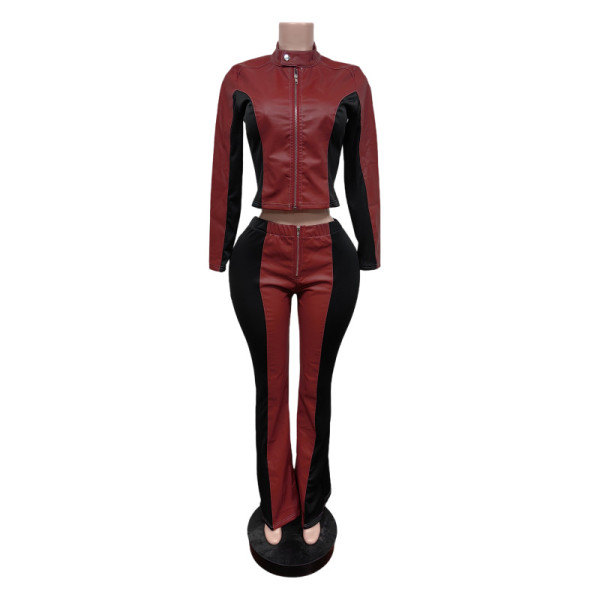 Long sleeved PU long pants elastic suit