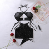 Starlight Perspective Cross Hanging Neck Strap Three Point Underwear Split Set