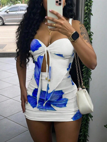 Strapless pleated skirt set