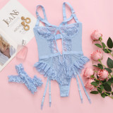 Embroidered lace one-piece erotic lingerie
