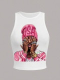 Letter printed U-neck vest top