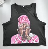 Letter printed U-neck vest top
