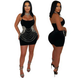 Hot stamping suspender, hip hugging party dress