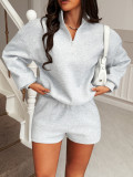Long sleeved hoodie and shorts set
