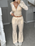 Zipper jacket and pants set