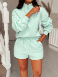 Long sleeved hoodie and shorts set