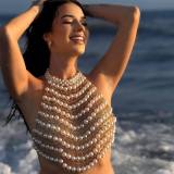 Handmade shell chest chain pearl chain vest top