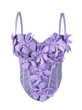 3D floral camisole top, fishbone bra, inner layer