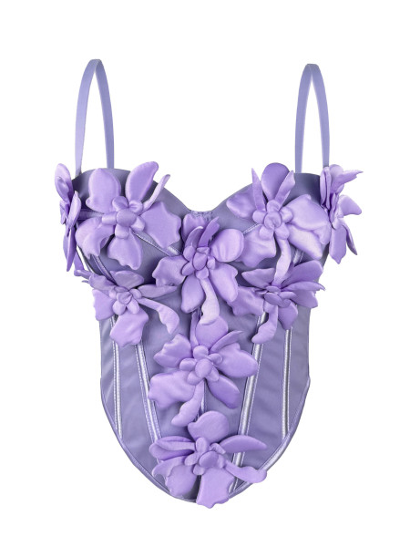 3D floral camisole top, fishbone bra, inner layer