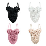 3D floral camisole top, fishbone bra, inner layer