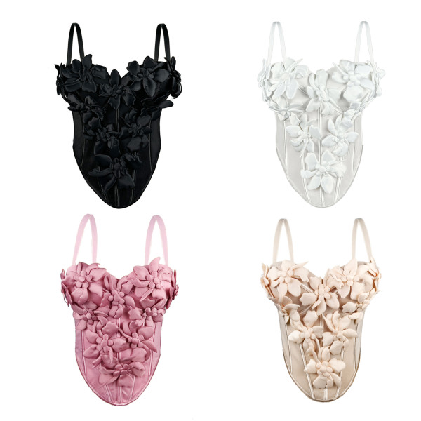 3D floral camisole top, fishbone bra, inner layer