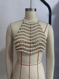 Handmade shell chest chain pearl chain vest top
