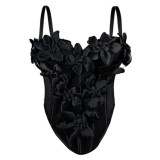 3D floral camisole top, fishbone bra, inner layer