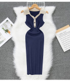 Polo collar contrasting color dress knit corset dress F882977009279