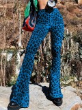 Leopard Print Micro Flare High-Waisted Elastic Leggings