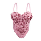 3D floral camisole top, fishbone bra, inner layer