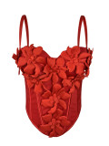 3D floral camisole top, fishbone bra, inner layer