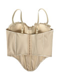 Handmade floral tassel camisole, backless strapless, and fishbone corset worn externally