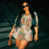 Jacquard long sleeved zipper top and short skirt set