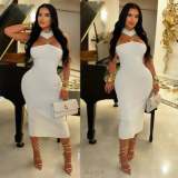 Slimming off-shoulder dress with a wrap front