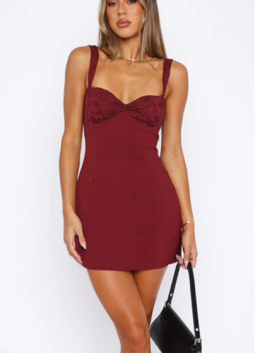 Lace patchwork camisole skirt